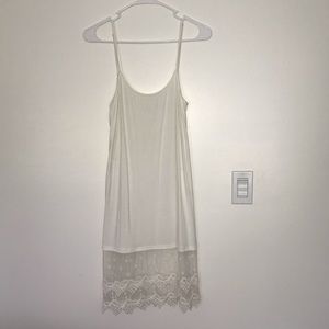 Lace trimmed white slip dress